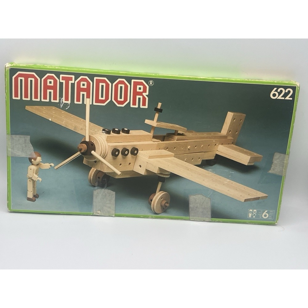 Vintage Matador Airplane Model No. 622 Wooden Construction Toy Set
